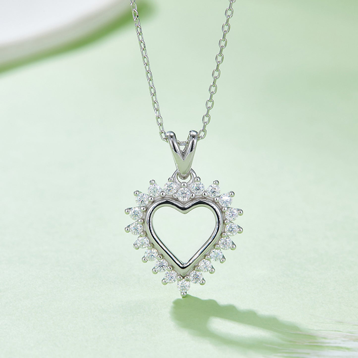 Stacey B's Moissanite 925 Sterling Silver Heart Pendant Necklace