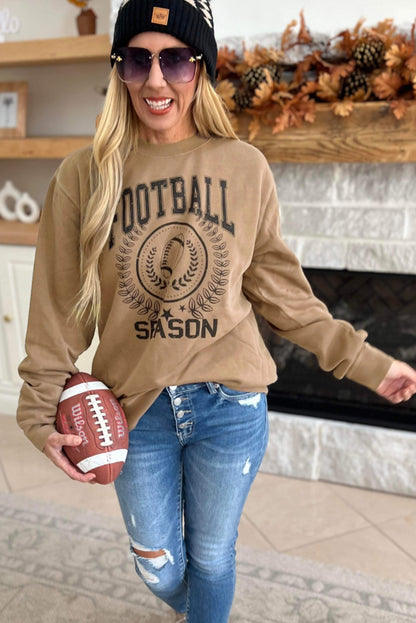Stacey B's Khaki Rugby FOOTBALL SEASON Graphic Game Day Sweatshirt