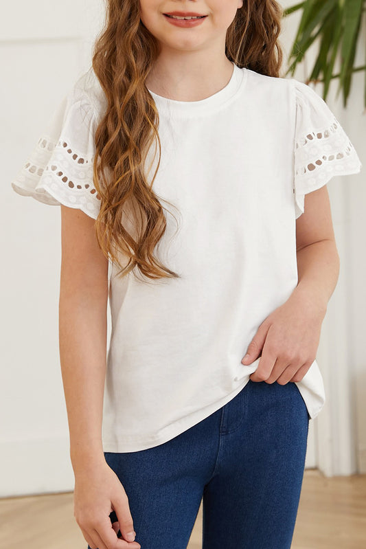 Stacey B's Round Neck Flutter Sleeve T-Shirt