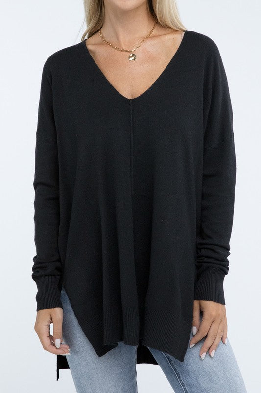 Stacey B's Hi-Low Hem Front Seam Sweater