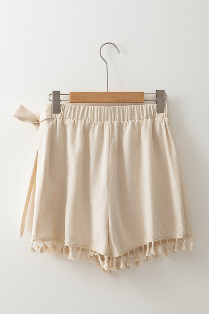 Stacey B's Apricot Tassel Trim Wrap Knot Side Bohemian Style Mini Skort