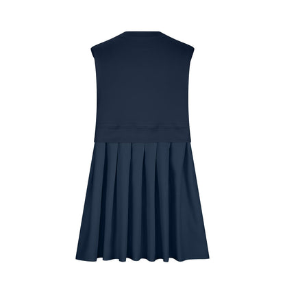 Stacey B's Pleated Round Neck Sleeveless Mini Dress