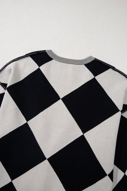 Stacey B's Black Colorblock Drop Shoulder Buttoned Loose Cardigan