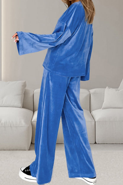 Stacey B's Buttery-Soft Round Neck Long Sleeve Top and Drawstring Pants Set