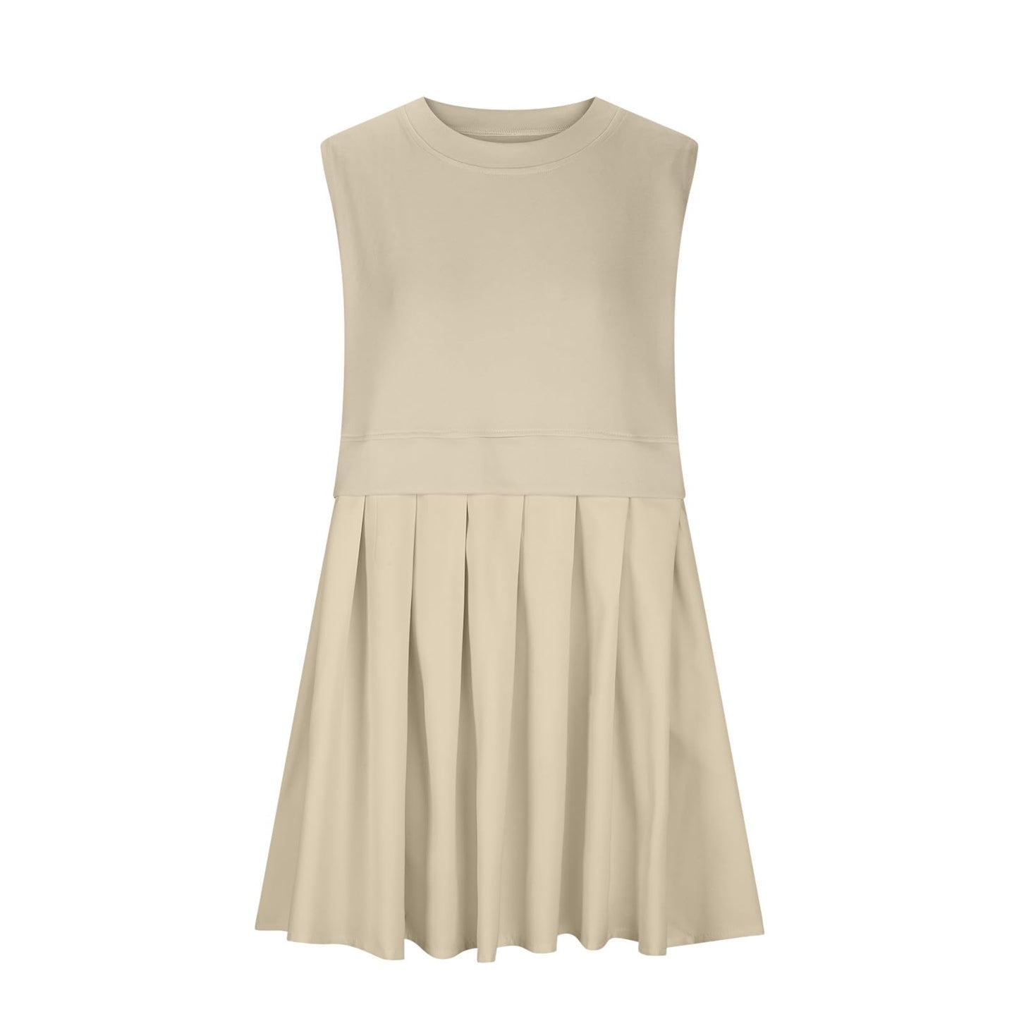 Stacey B's Pleated Round Neck Sleeveless Mini Dress