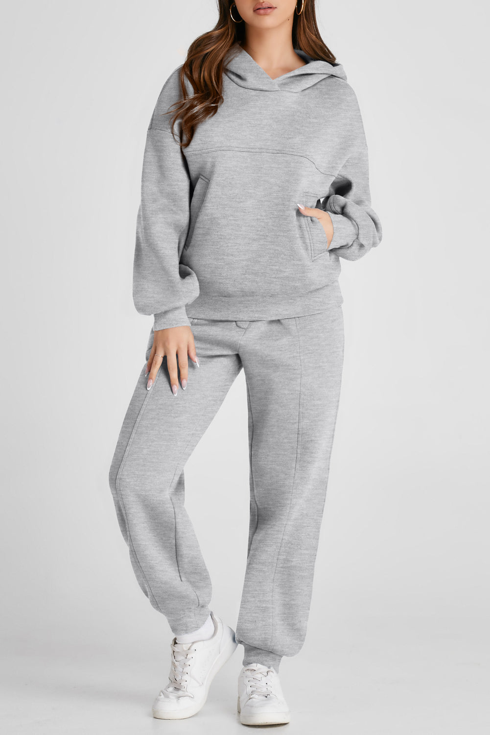 Stacey B's Dropped Shoulder Long Sleeve Hoodie and Pants Active Set