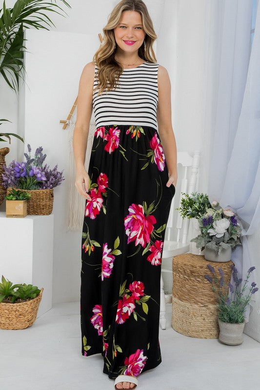 Stacey B's Plus Floral Mix Tank Maxi Dress