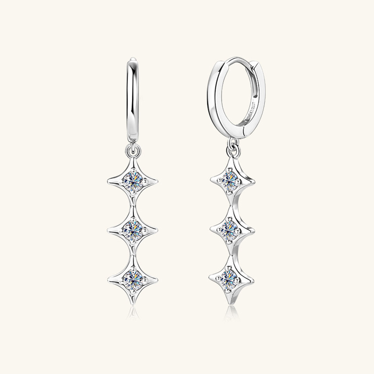 Stacey B's Moissanite 925 Sterling Silver Geometric Shape Earrings