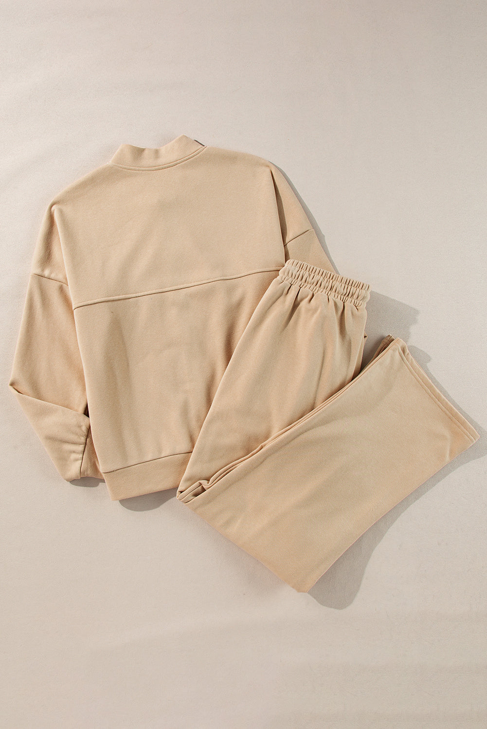 Stacey B's Apricot Solid Seamed Zipper Jacket and Drawstring Waist Pants Set