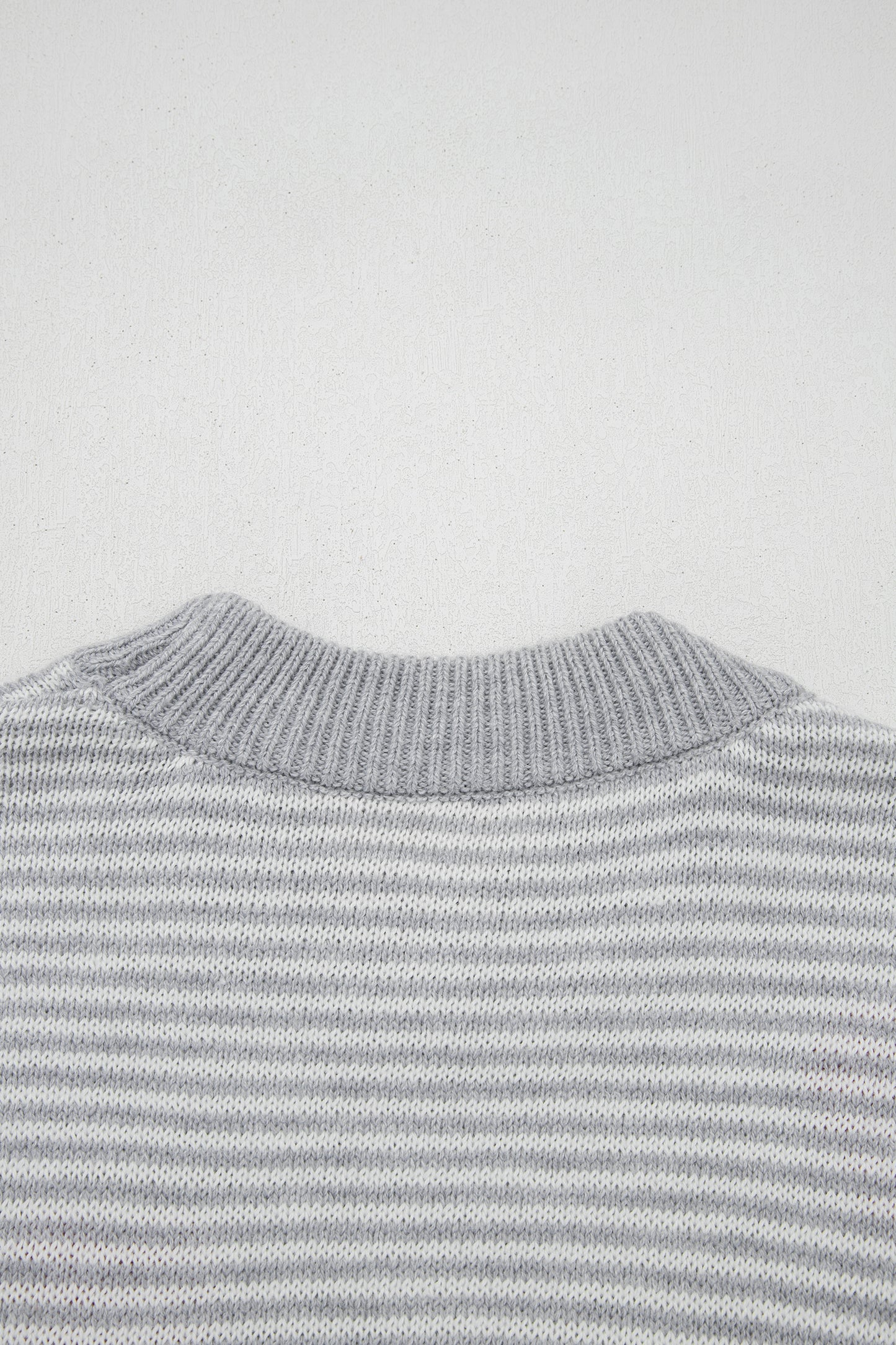 Stacey B's Gray Stripe Contrast Heart Pattern Valentine Knit Sweater