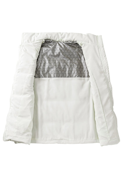 Stacey B's Beige Zipper Stand Neck Oversized Puffer Vest