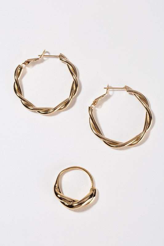 Stacey B's Big sized ripple ring and earring set