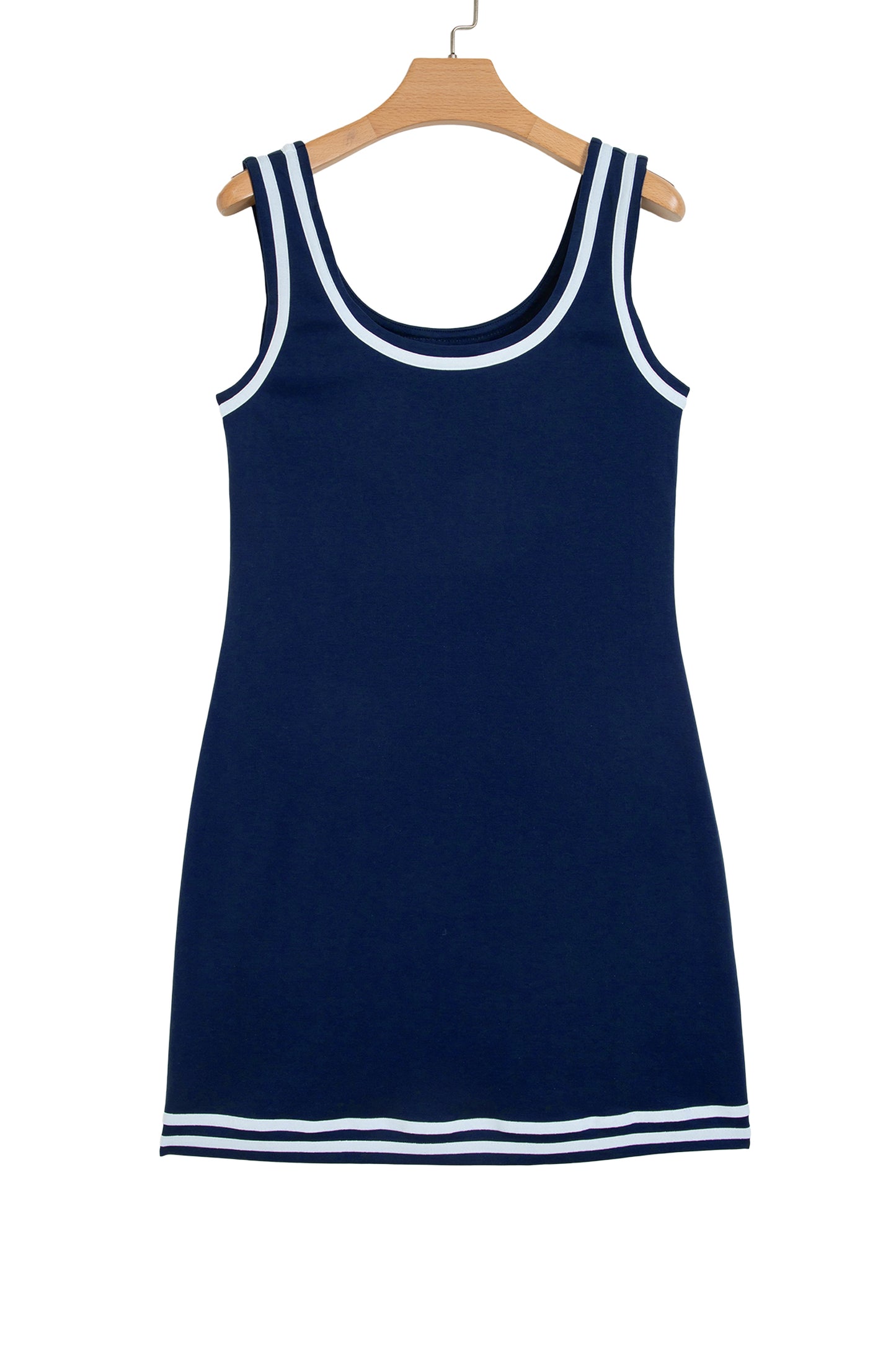 Stacey B's Dirty blue Contrast Trim U Neck Sleeveless Mini Dress