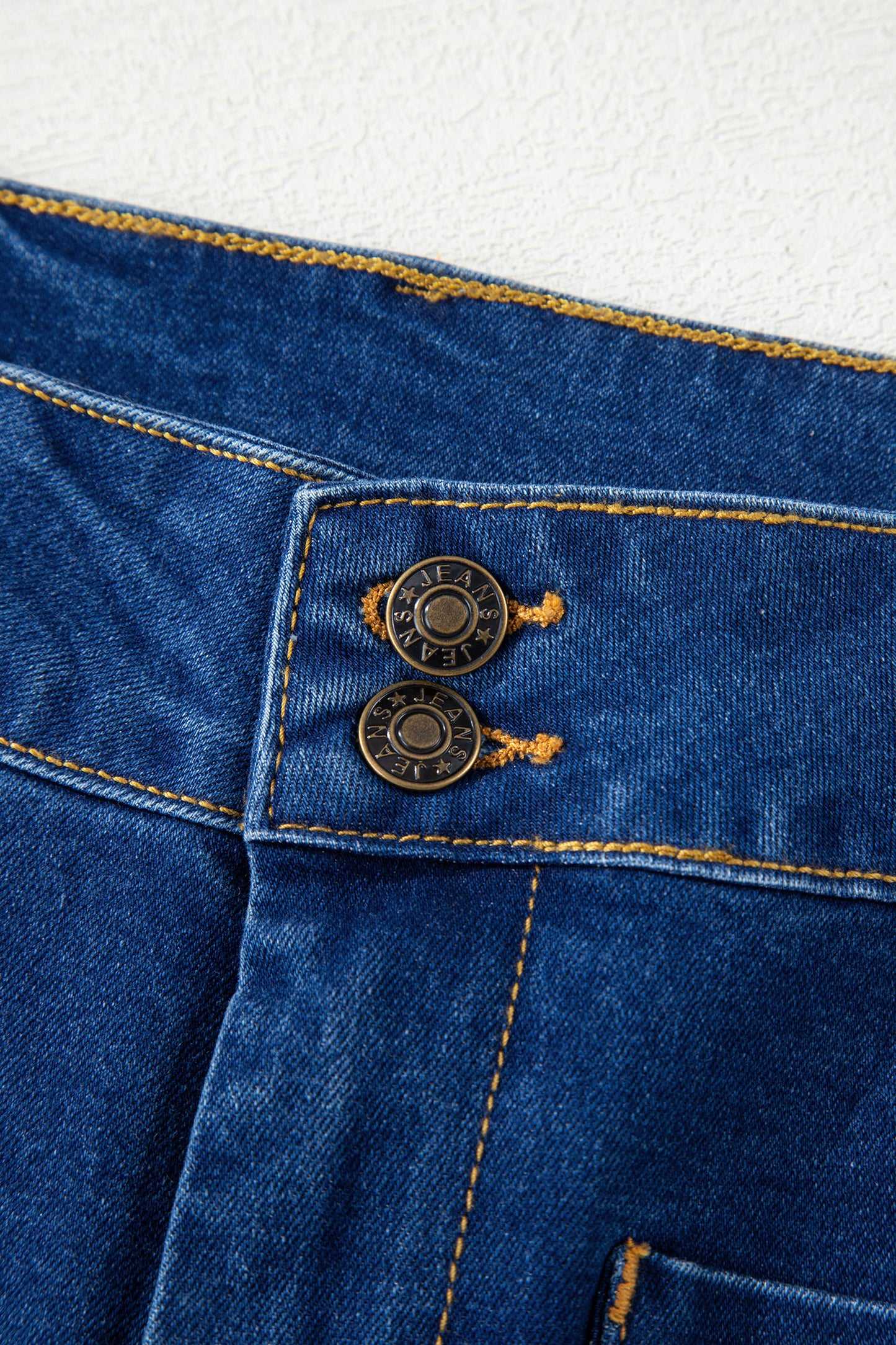 Stacey B's Sail Blue Hardware Decor Patched Pockets Wide Leg Denim Pants