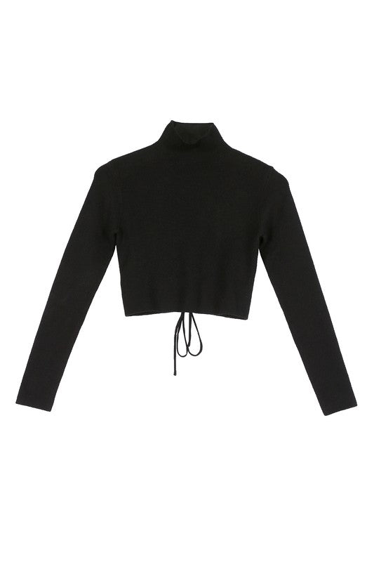 Stacey B's Mock neck lace-up open back top