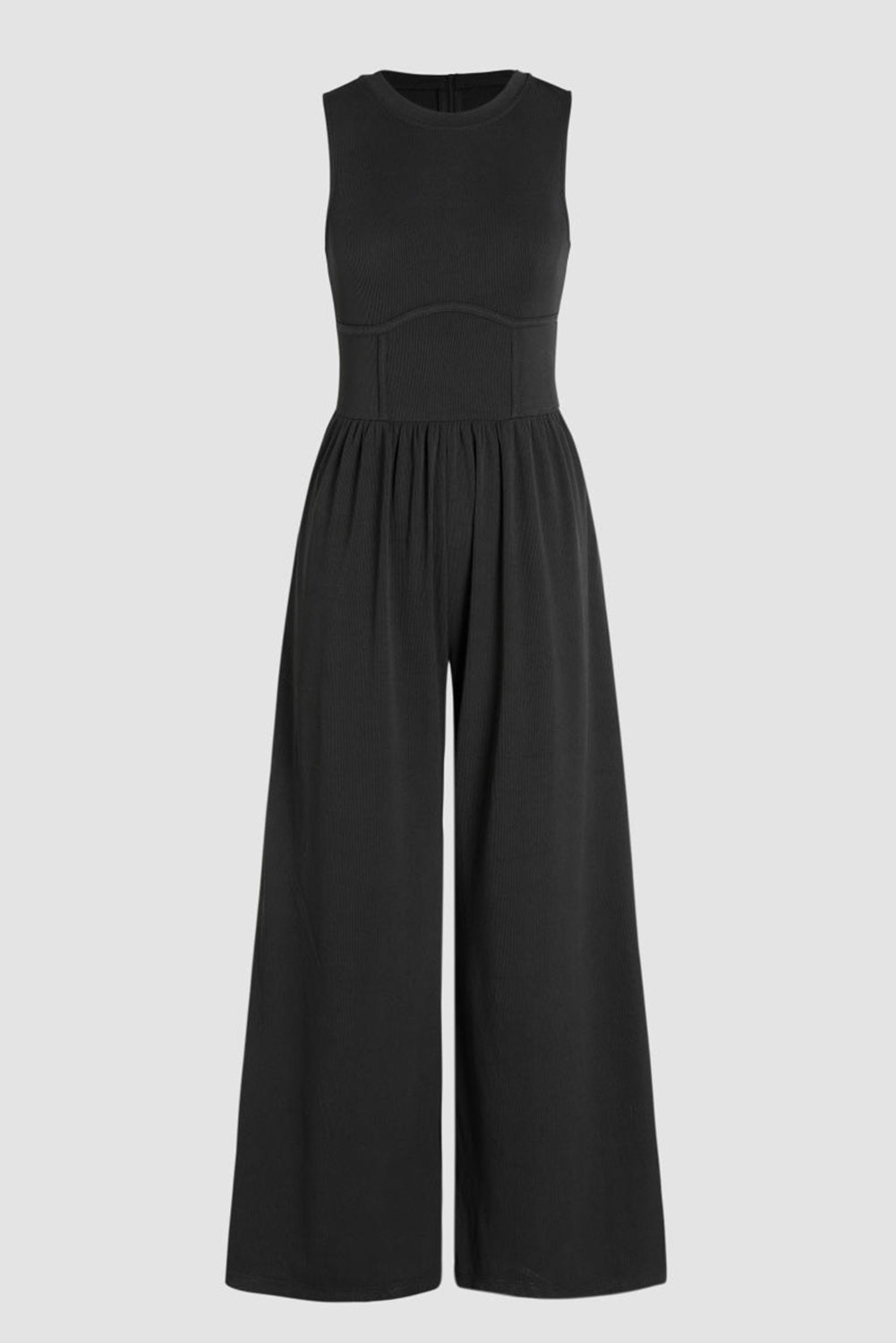 Stacey B's Blackish Green Sleeveless High Waist Wide Leg Jumpsuit