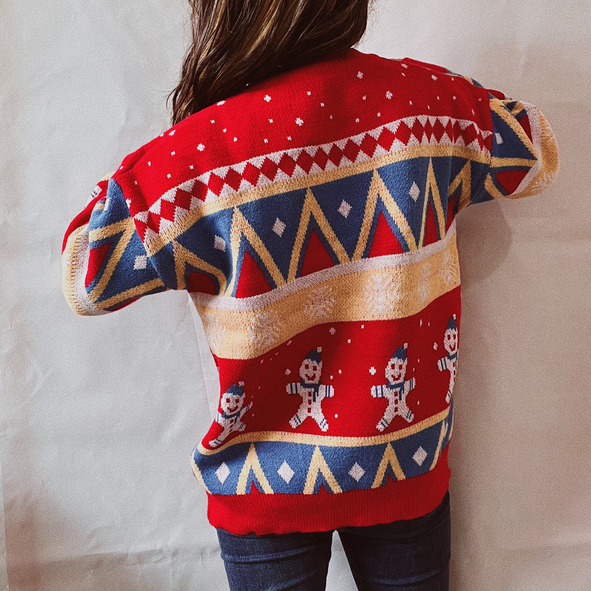 Stacey B's Printed Round Neck Long Sleeve Sweater