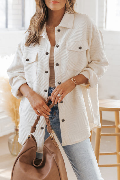 Stacey B's Solid Textured Flap Pocket Buttoned Shacket
