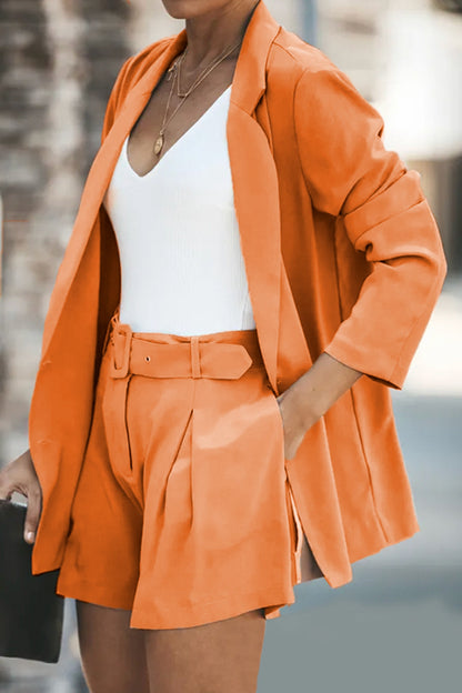 Stacey B's Longline Blazer and Shorts Set with Pockets