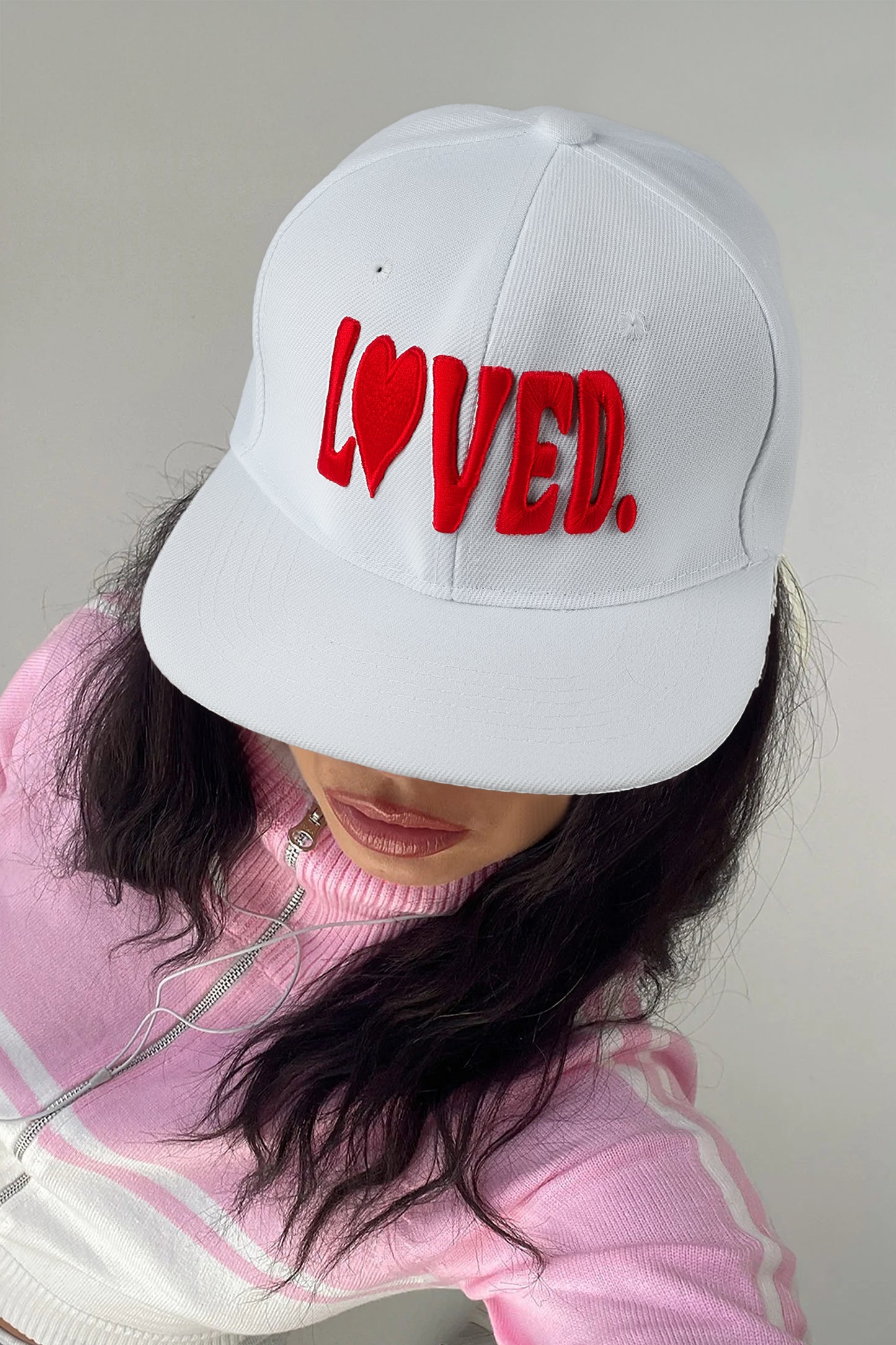 Stacey B's White LOVED Custom Embroidered Valentines Day Baseball Cap