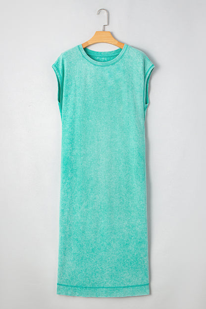 Stacey B's Clearly Aqua Mineral Wash Pocketed T-shirt Long Dress