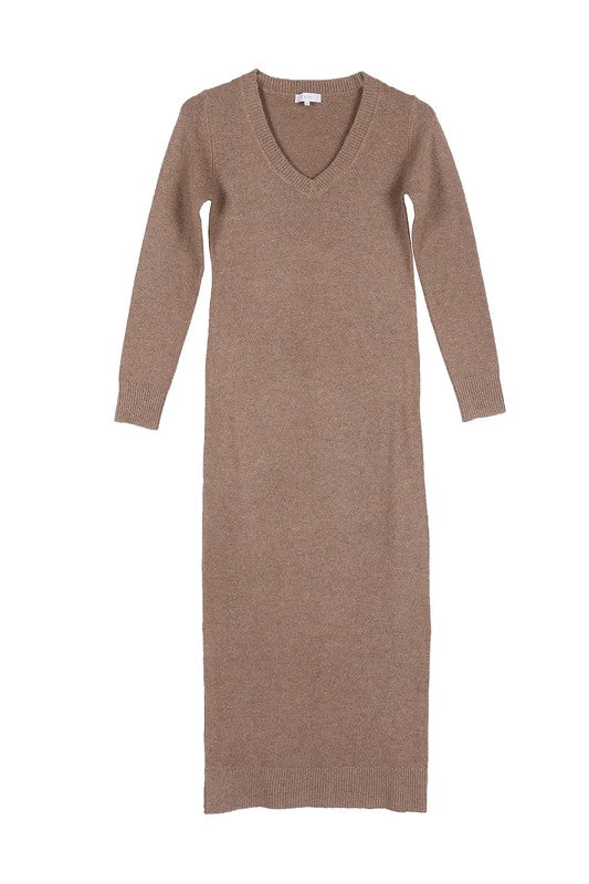 Stacey B's V-Neck Sweater Maxi Dress