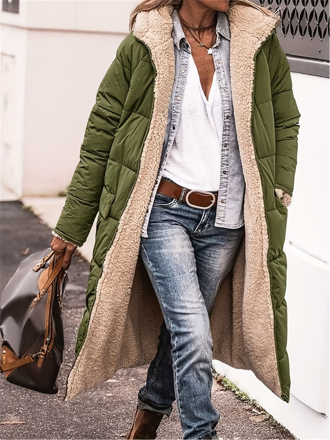 Stacey B's Zip Up Sherpa Hooded Coat