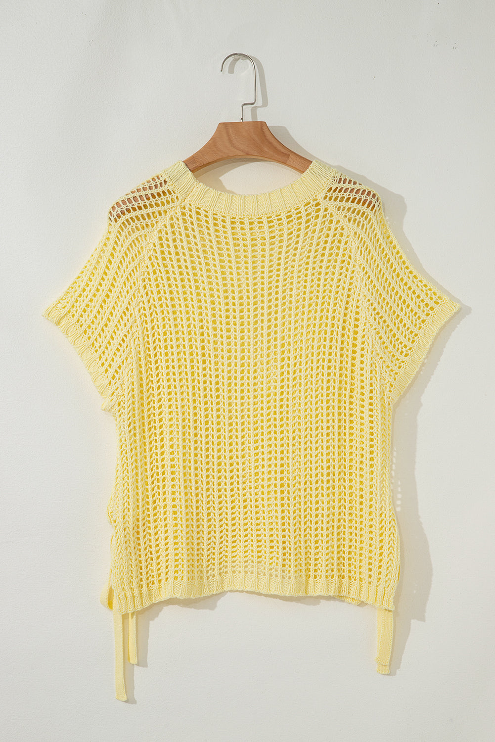 Stacey B's Pink Side Tie Hollow-out Crochet Knit Top