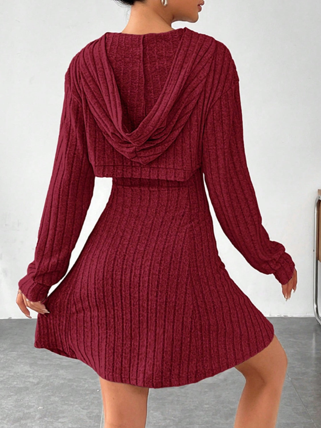 Stacey B's Wide Strap Dress and Long Sleeve Hooded Top Set