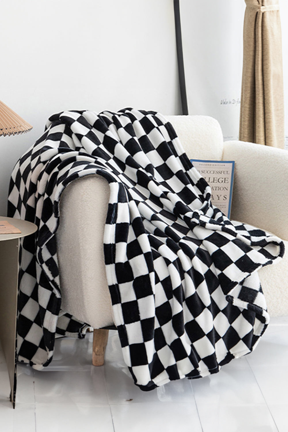 Stacey B's Black Checkerboard Printed Soft Throw Blanket