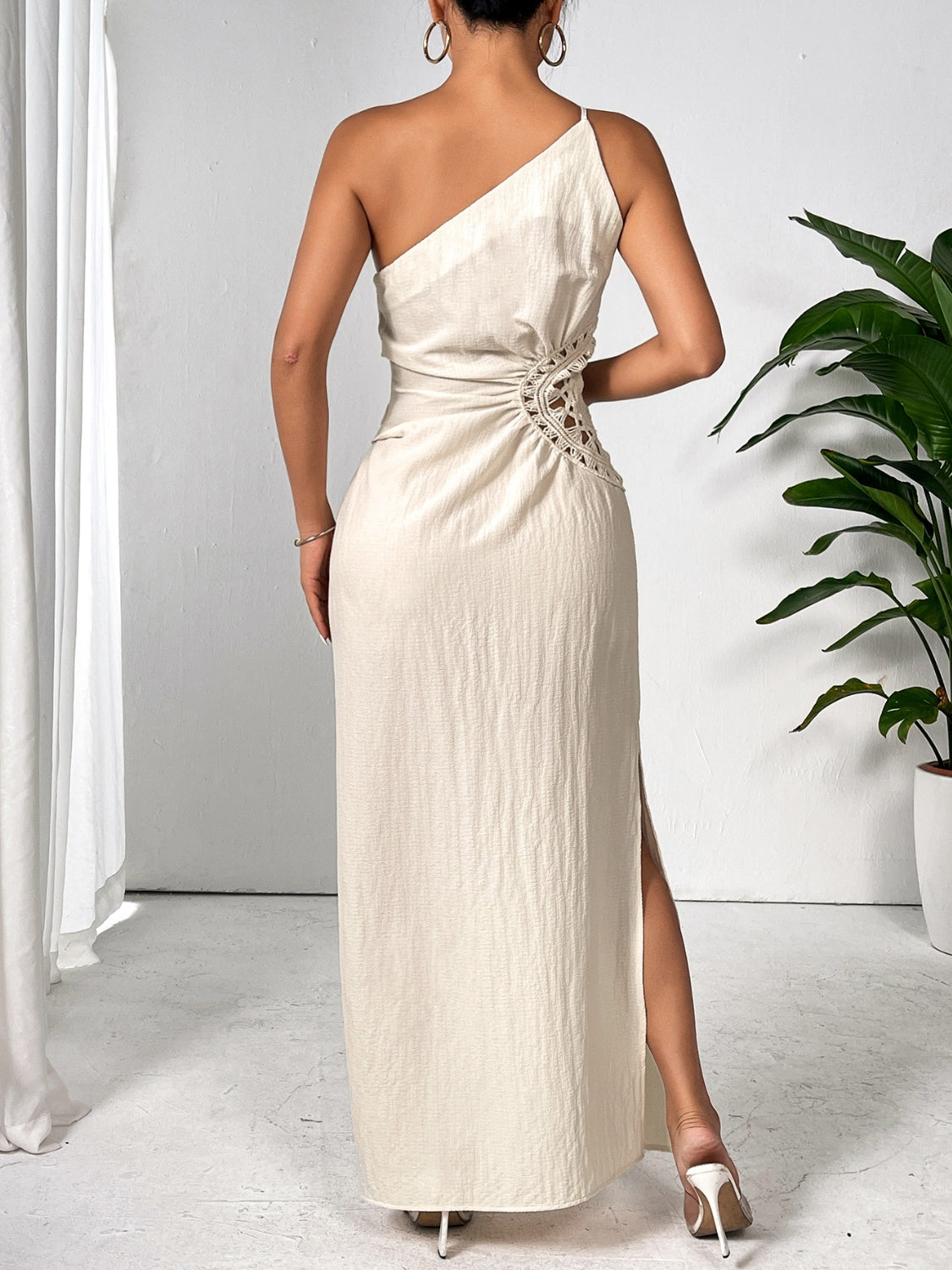 Stacey B's Slit One Shoulder Sleeveless Maxi Dress