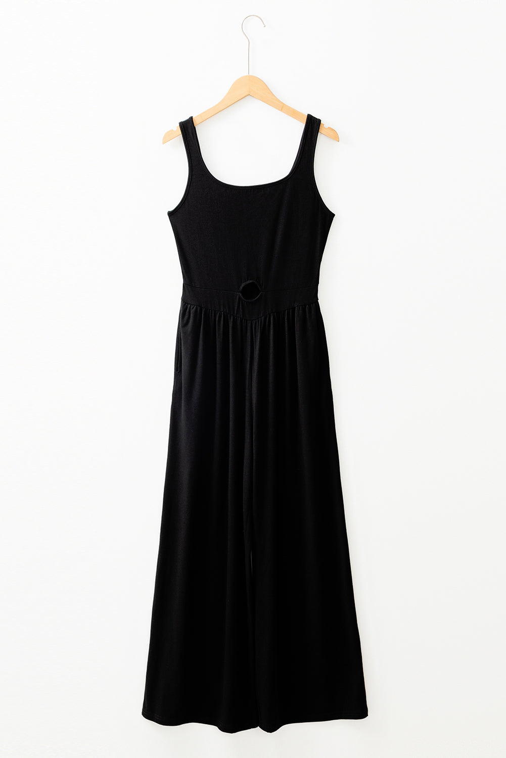 Stacey B's Black Peekaboo Wide Leg Square Neck Sleeveless Jumpsuit