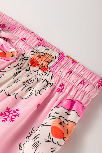 Stacey B's Pink Santa Claus Snowflake Long Sleeve Shirt Christmas Pajama Set