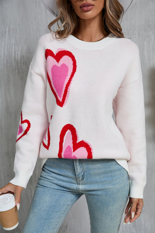 Stacey B's Angel Wings Heart Round Neck Long Sleeve Sweater