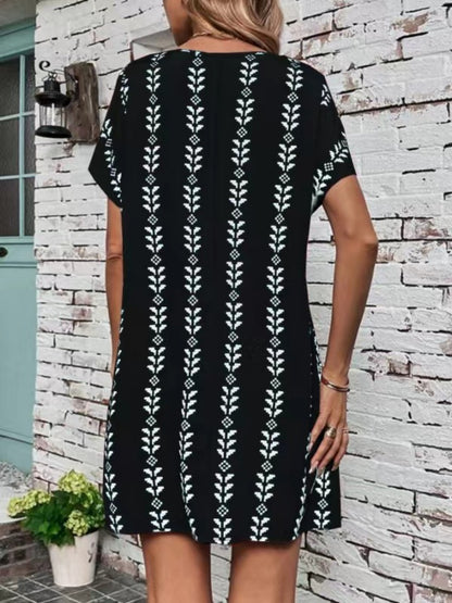 Stacey B's Printed Round Neck Short Sleeve Dress