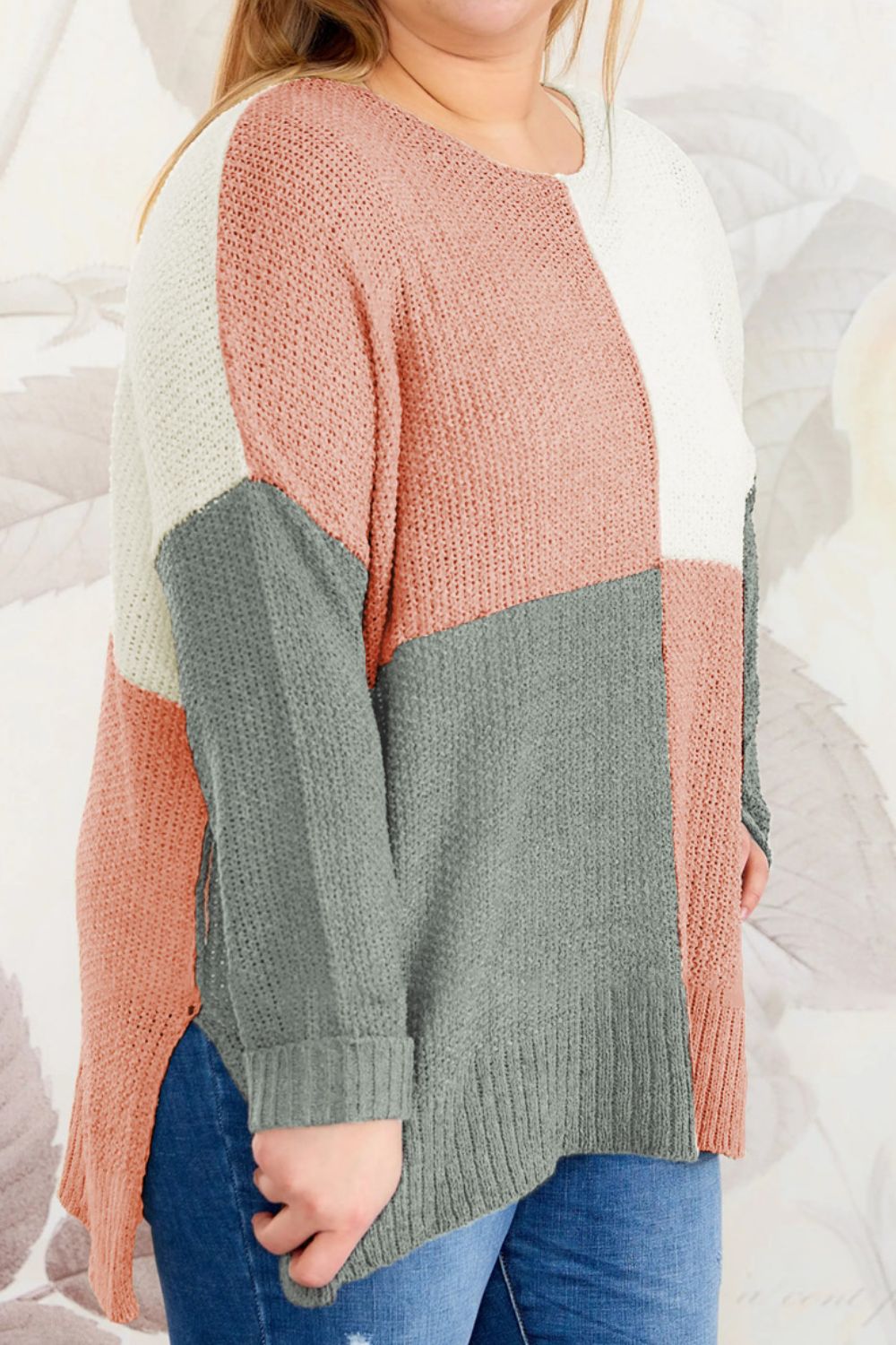 Stacey B's Color Block Round Neck Sweater