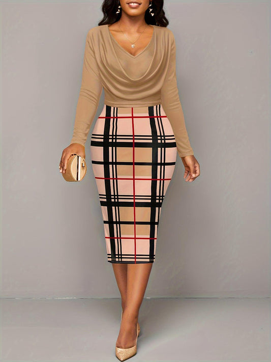 Stacey B's Plus Size Plaid Long Sleeve Mini Dress