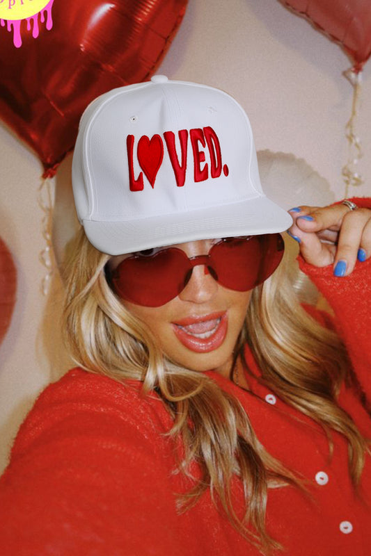 Stacey B's White LOVED Custom Embroidered Valentines Day Baseball Cap
