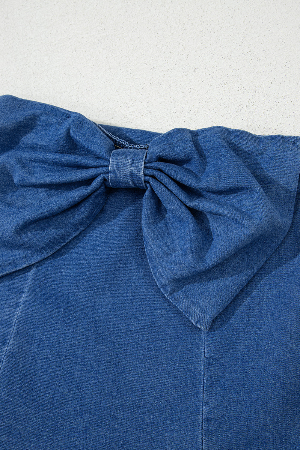 Stacey B's Sail Blue Vintage Bow Front Smocked Back Denim Tube Top