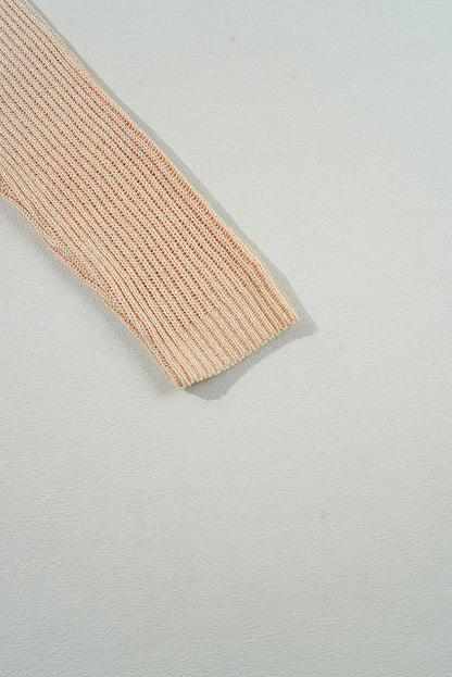 Stacey B's Apricot Cable Knit Drop Shoulder Side Slits Loose Sweater