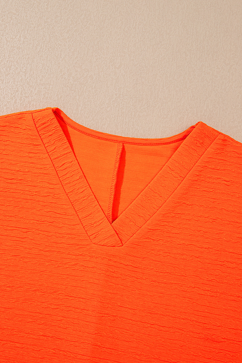 Stacey B's Orange Textured V Neck T Shirt and Shorts Set
