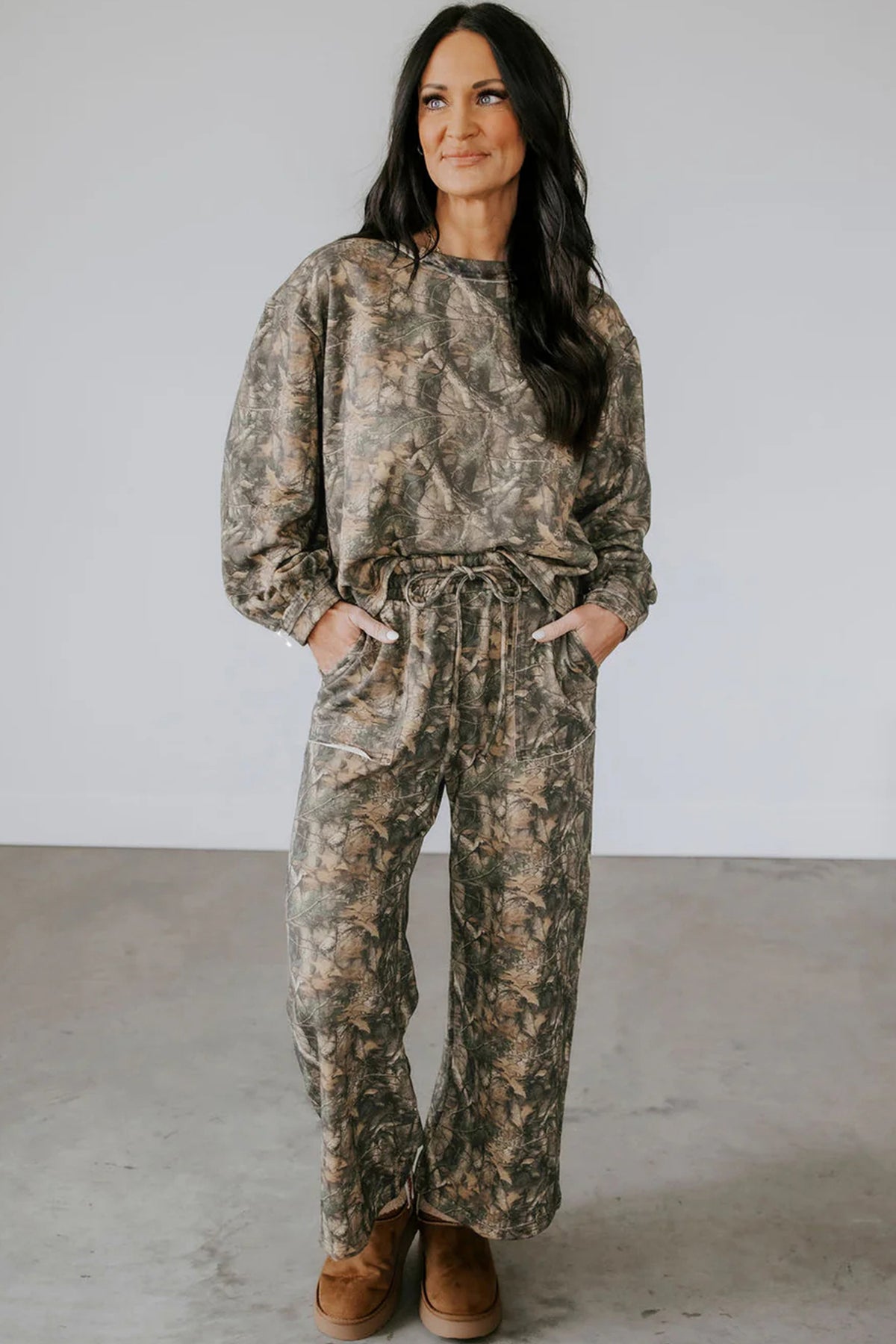 Stacey B's Green Abstract Print Long Sleeve Pant Set