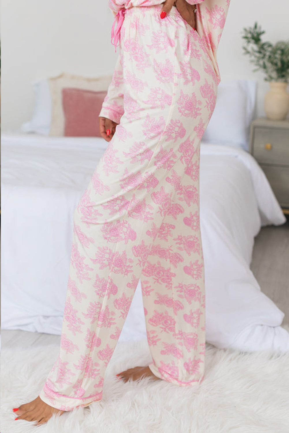 Stacey B's Pink Floral Long Sleeve and Pants Pajamas Set