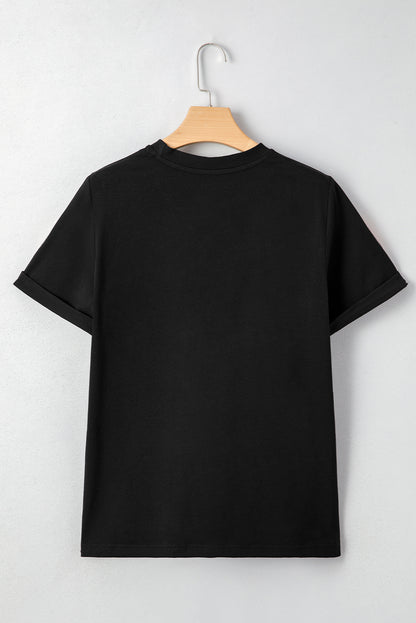 Stacey B's Black Sequin Pumpkin Face Halloween T Shirt