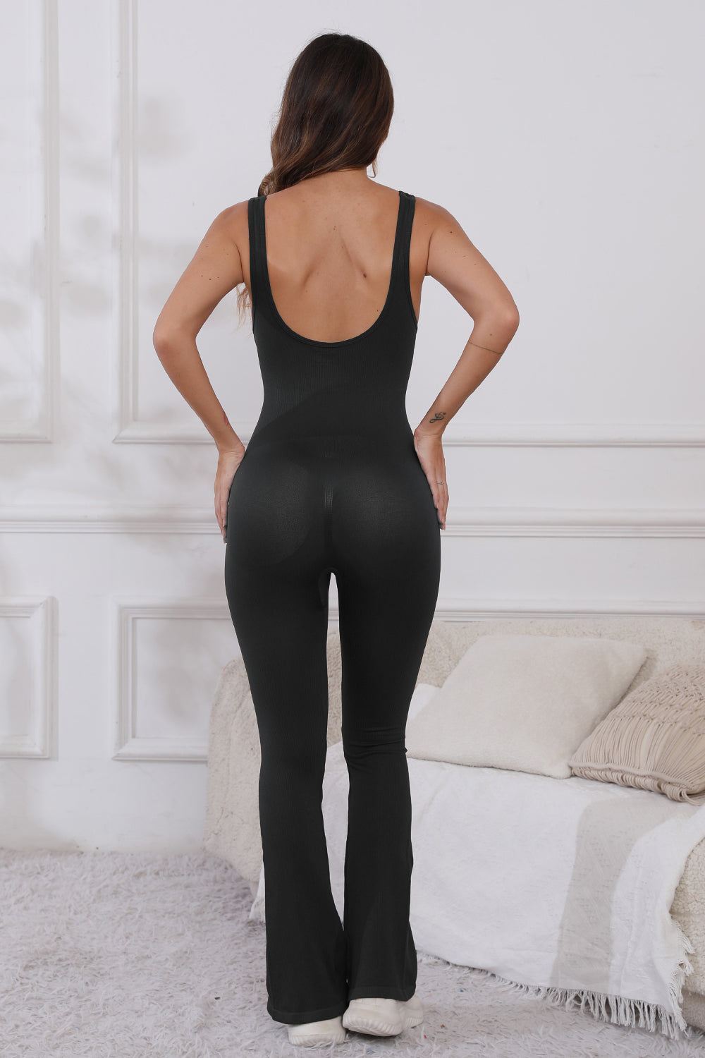 Stacey B's Scoop Neck Wide Strap Active Jumpsuit