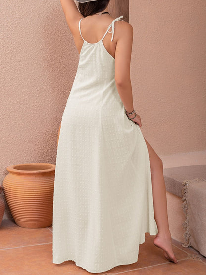 Stacey B's Swiss Dot Cutout Sleeveless Maxi Dress