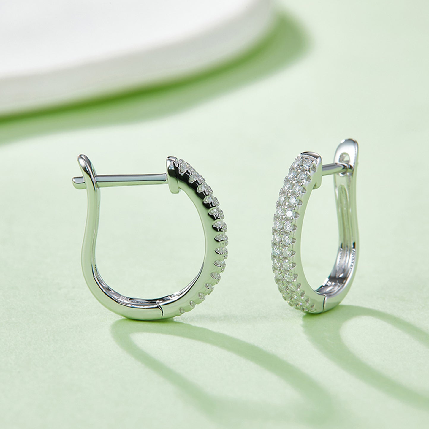 Stacey B's Moissanite 925 Sterling Silver Huggie Earrings