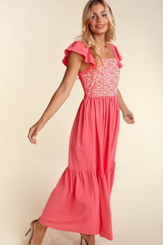 Stacey B's Plus Embroidery Dot Woven Maxi With PLUS Side Pockets