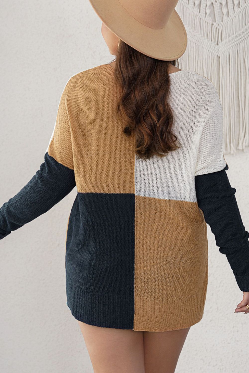 Stacey B's Color Block Round Neck Sweater