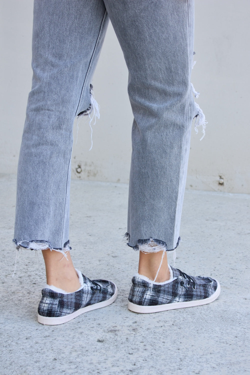 Stacey B's Forever Link Plaid Plush Flat Sneakers